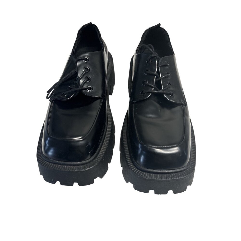 Black Chunky Platform Lace-Up Shoes By Truffle Collection